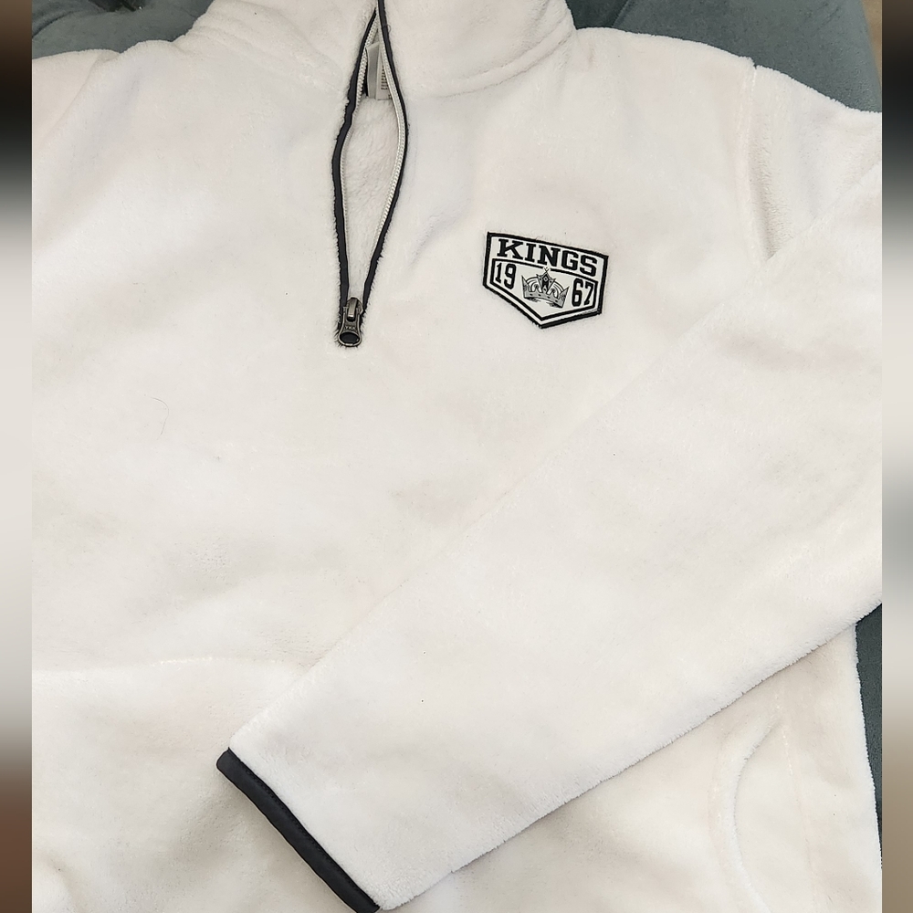 White Fleece Pullover with Logo
